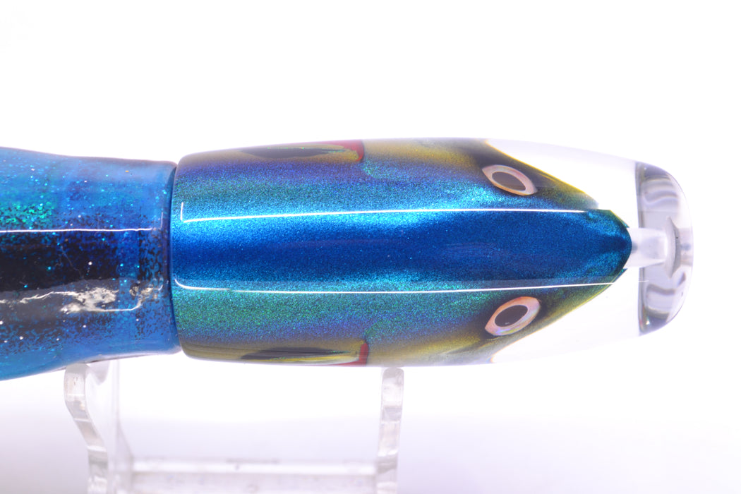 JB Signature Lures Bleeding Gills Blue-Yellow-Silver Fish Head Medium Plunger 9" 5oz Skirted