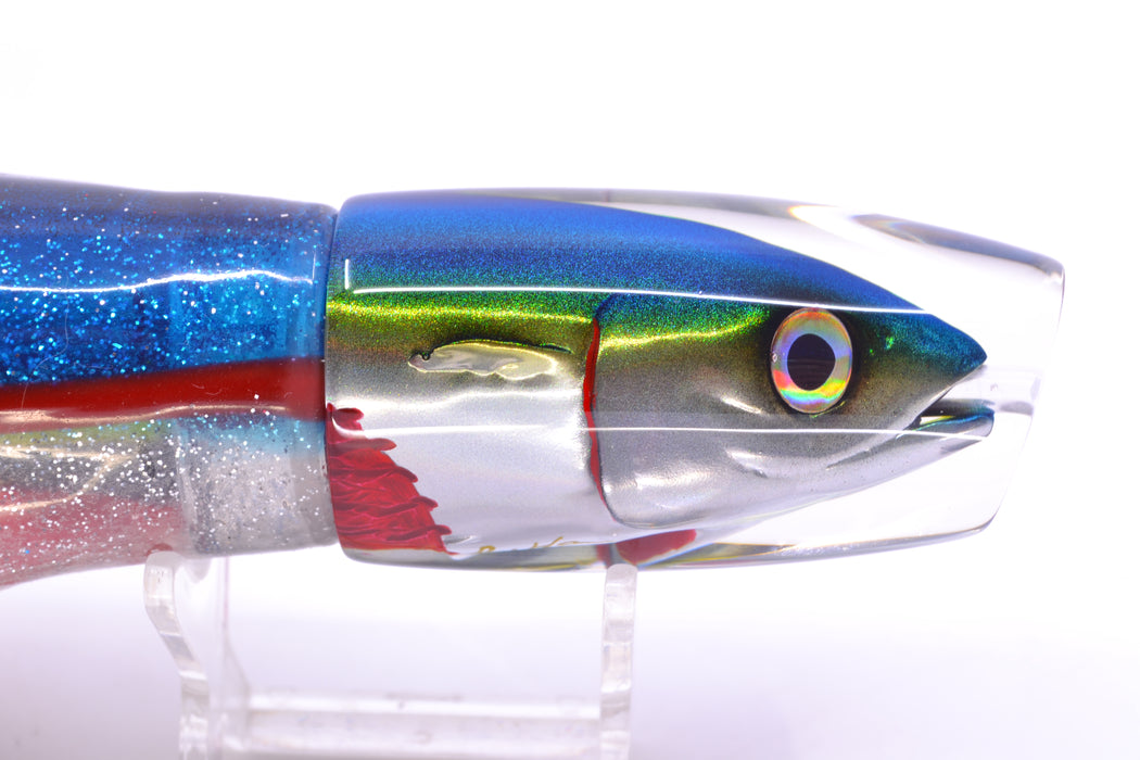 JB Signature Lures Bleeding Belly Blue-Yellow-Silver Fish Head Medium Plunger 9" 5oz Skirted