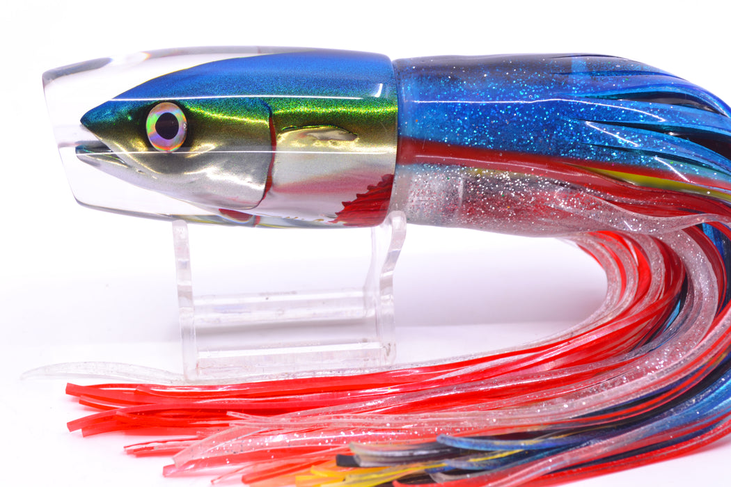 JB Signature Lures Bleeding Belly Blue-Yellow-Silver Fish Head Medium Plunger 9" 5oz Skirted