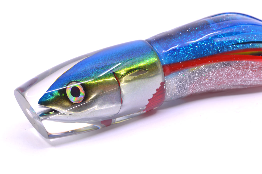 JB Signature Lures Bleeding Belly Blue-Yellow-Silver Fish Head Medium Plunger 9" 5oz Skirted