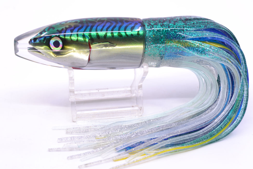 JB Signature Lures Green-Blue Mackerel Small Barrel Bomb 7" 5oz Skirted