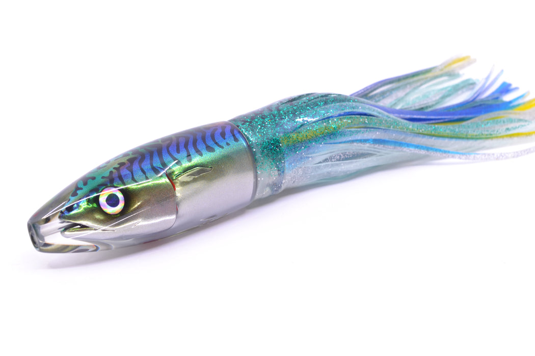 JB Signature Lures Green-Blue Mackerel Small Barrel Bomb 7" 5oz Skirted