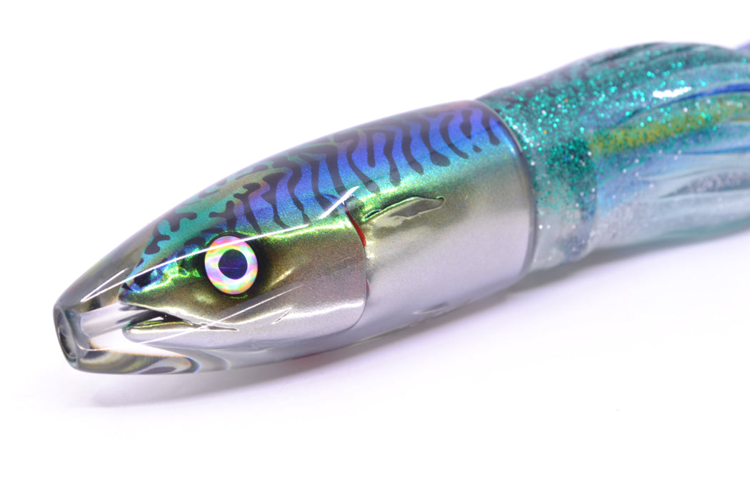 JB Signature Lures Green-Blue Mackerel Small Barrel Bomb 7" 5oz Skirted