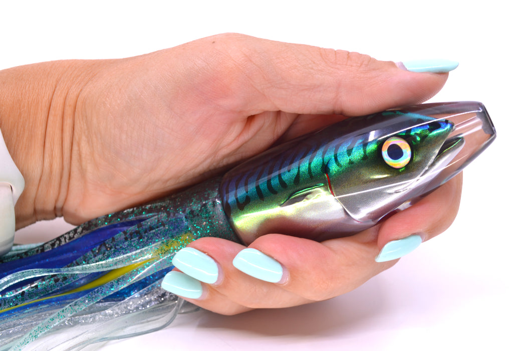 JB Signature Lures Green-Blue Mackerel Small Barrel Bomb 7" 5oz Skirted