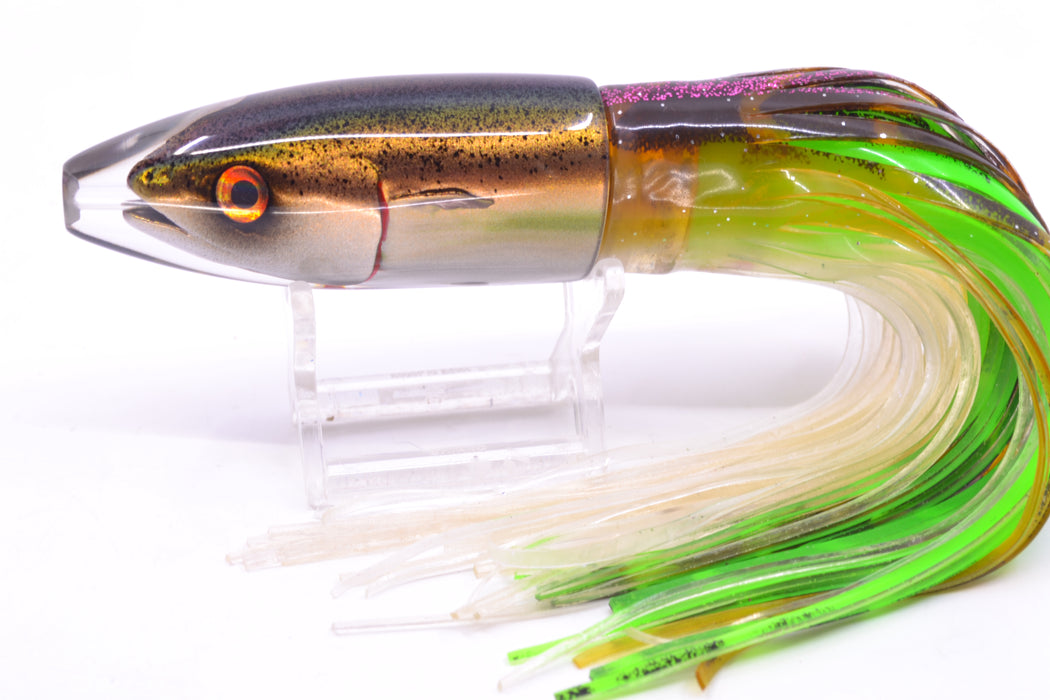 JB Signature Lures Speckled Olive-Silver Fish Head Small Barrel Bomb 7