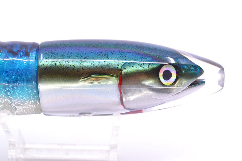 JB Signature Lures Speckled Green-Gold-Silver Fish Head Small Barrel Bomb 7" 5oz Skirted