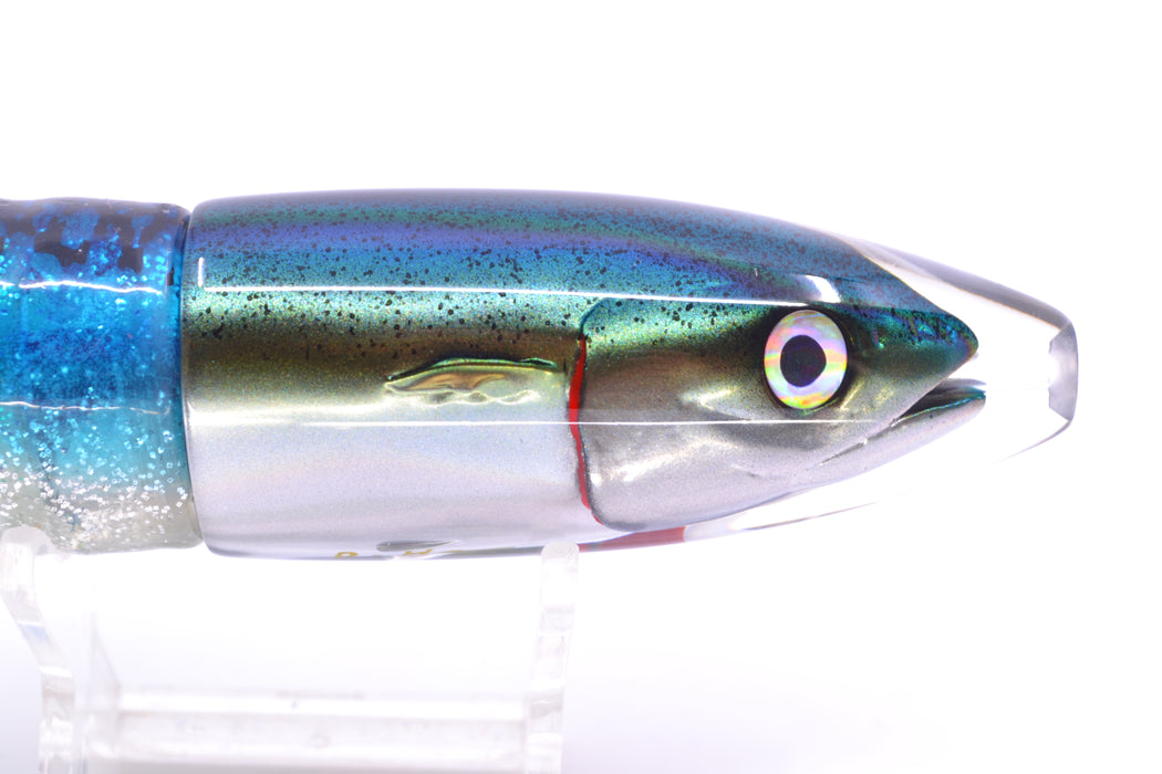 JB Signature Lures Speckled Green-Gold-Silver Fish Head Small Barrel Bomb 7" 5oz Skirted