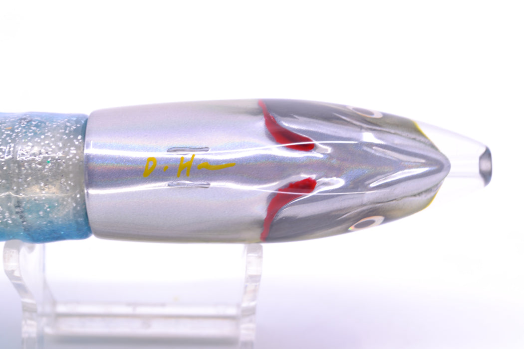 JB Signature Lures Speckled Green-Gold-Silver Fish Head Small Barrel Bomb 7" 5oz Skirted