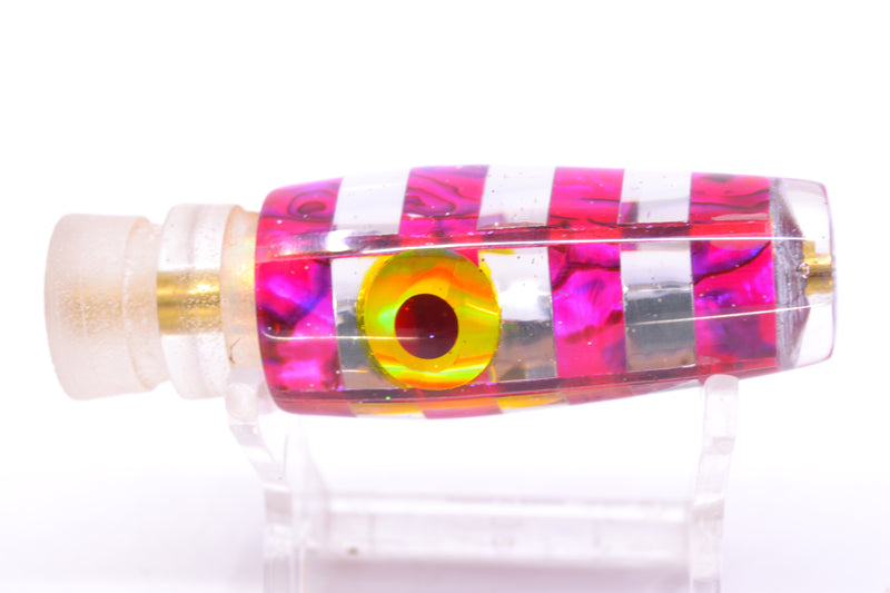 Ganku Lures Pink Abalone-Silver "Zebra" Longneck Pusher 7" 3.5oz