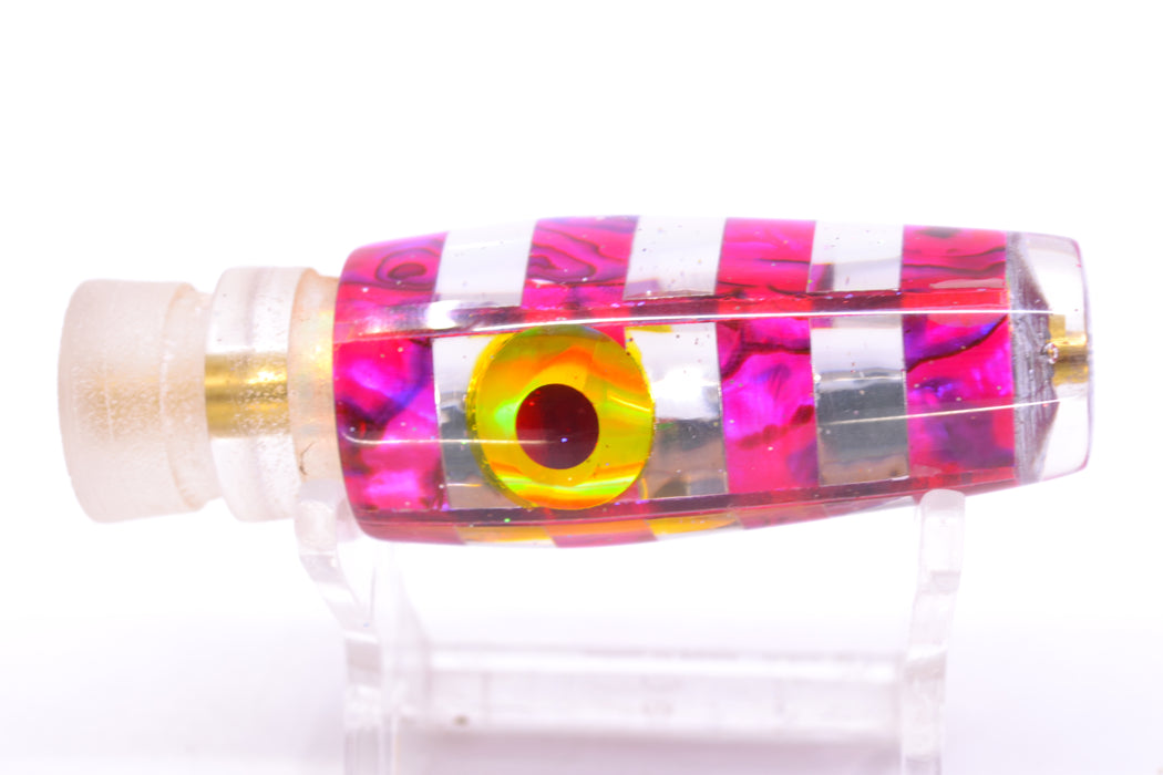 Ganku Lures Pink Abalone-Silver "Zebra" Longneck Pusher 7" 3.5oz