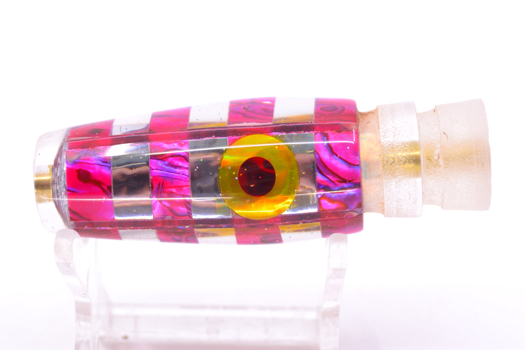 Ganku Lures Pink Abalone-Silver "Zebra" Longneck Pusher 7" 3.5oz