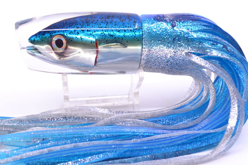 JB Signature Lures Speckled Blue-Silver Fish Head Medium Plunger 9" 5oz Skirted