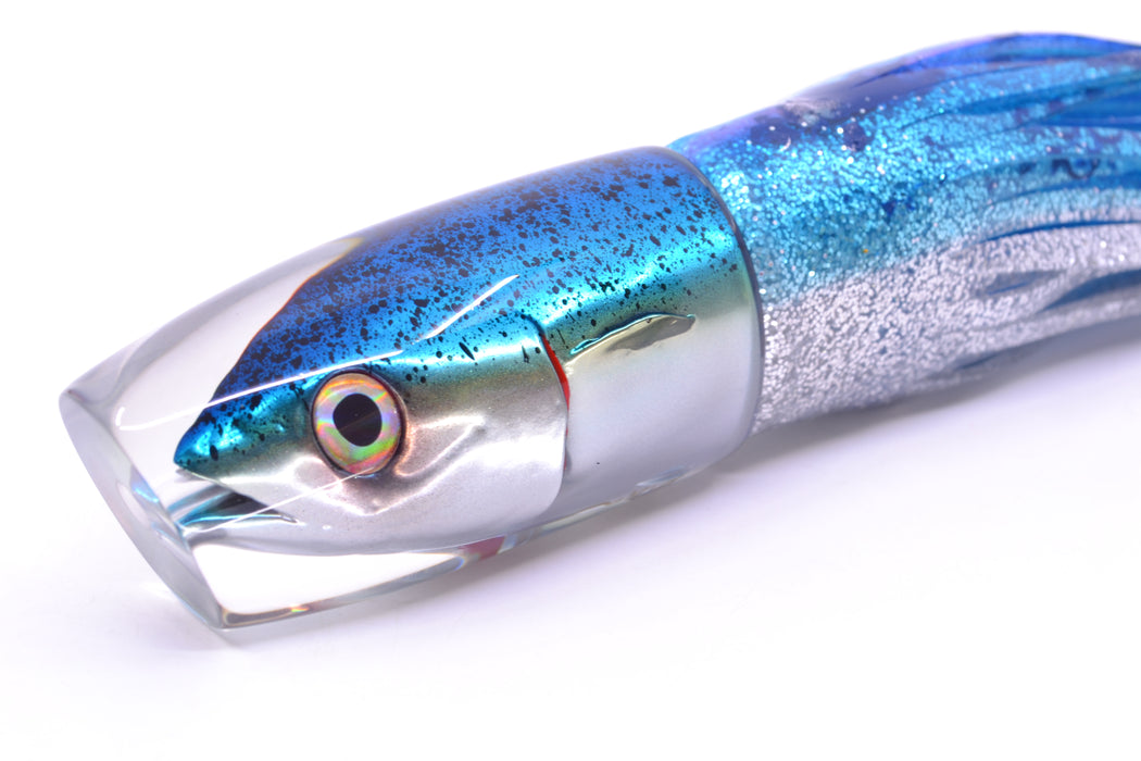 JB Signature Lures Speckled Blue-Silver Fish Head Medium Plunger 9" 5oz Skirted