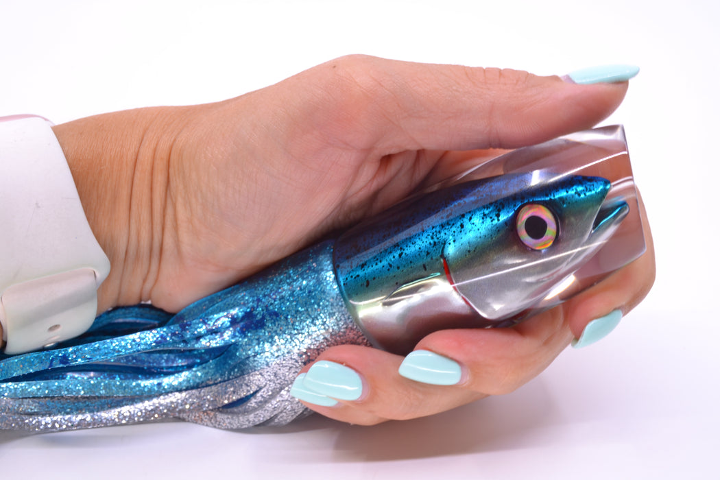 JB Signature Lures Speckled Blue-Silver Fish Head Medium Plunger 9" 5oz Skirted