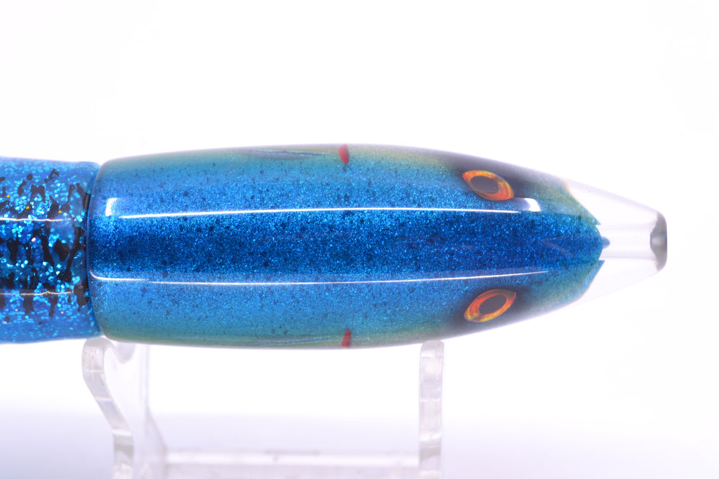 JB Signature Lures Blue-Silver Fish Head Small Barrel Bomb 7" 5oz Skirted Blue-Silver