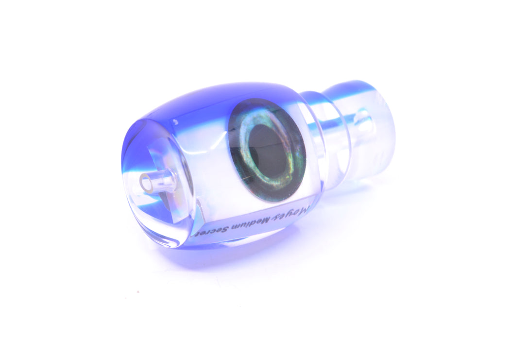 Moyes Lures White MOP Blue Back Taxi Eyes Medium Secret 10" 2oz