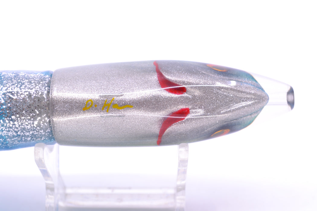 JB Signature Lures Blue-Silver Fish Head Small Barrel Bomb 7" 5oz Skirted Blue-Silver