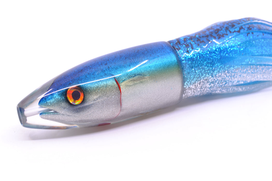 JB Signature Lures Blue-Silver Fish Head Small Barrel Bomb 7" 5oz Skirted Blue-Silver