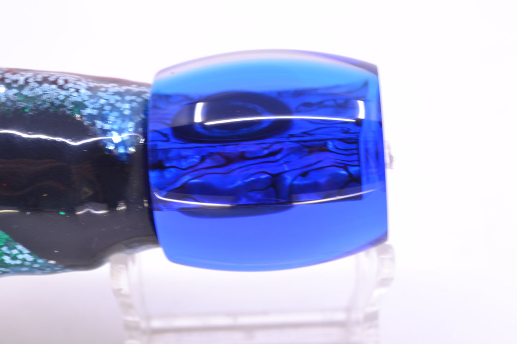 Moyes Lures Paua Shell Blue Back Taxi Eyes Medium Secret 10" 5oz Skirted Evil