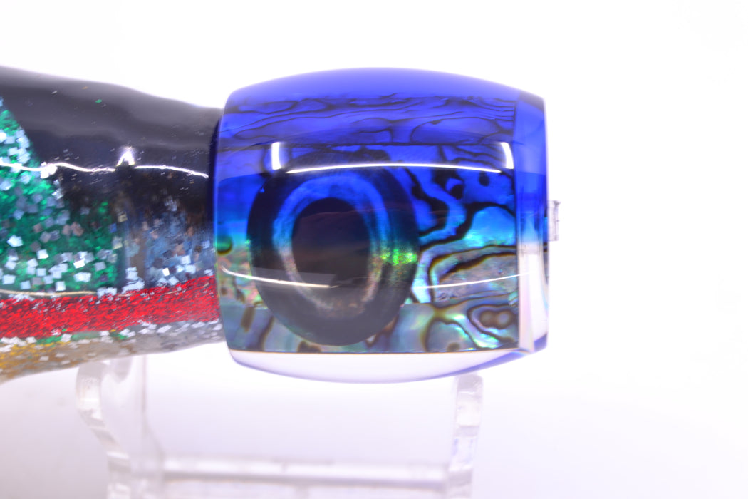 Moyes Lures Paua Shell Blue Back Taxi Eyes Medium Secret 10" 5oz Skirted Evil
