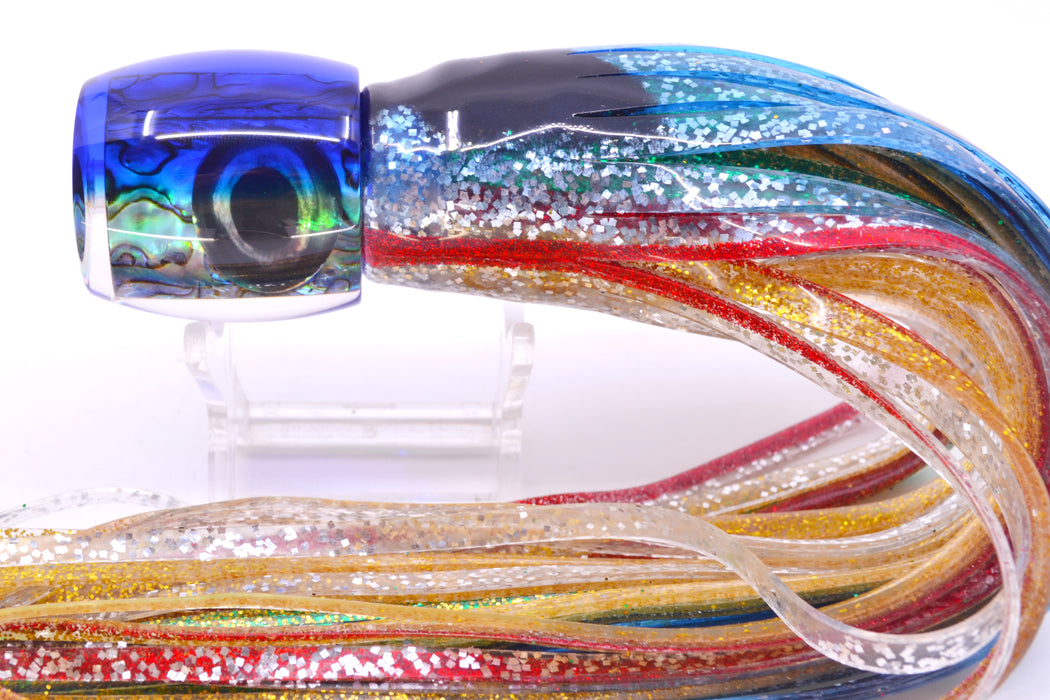 Moyes Lures Paua Shell Blue Back Taxi Eyes Medium Secret 10" 5oz Skirted Evil