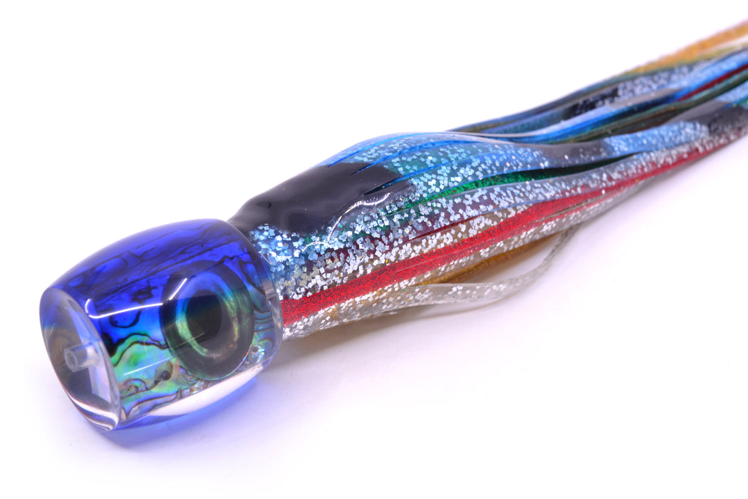 Moyes Lures Paua Shell Blue Back Taxi Eyes Medium Secret 10" 5oz Skirted Evil
