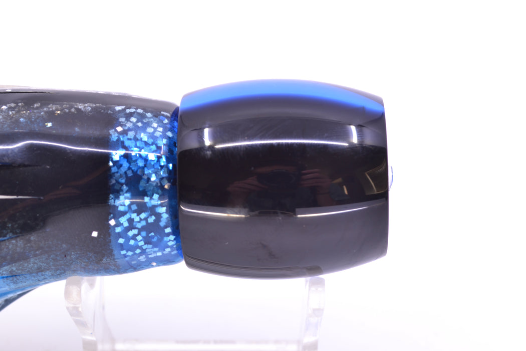 Moyes Lures Blue MOP Black Back Medium Secret 10" 5oz Skirted Black & Blue Bars