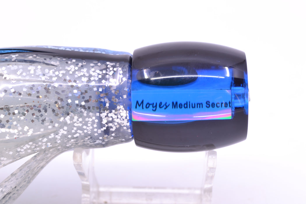 Moyes Lures Blue MOP Black Back Medium Secret 10" 5oz Skirted Black & Blue Bars