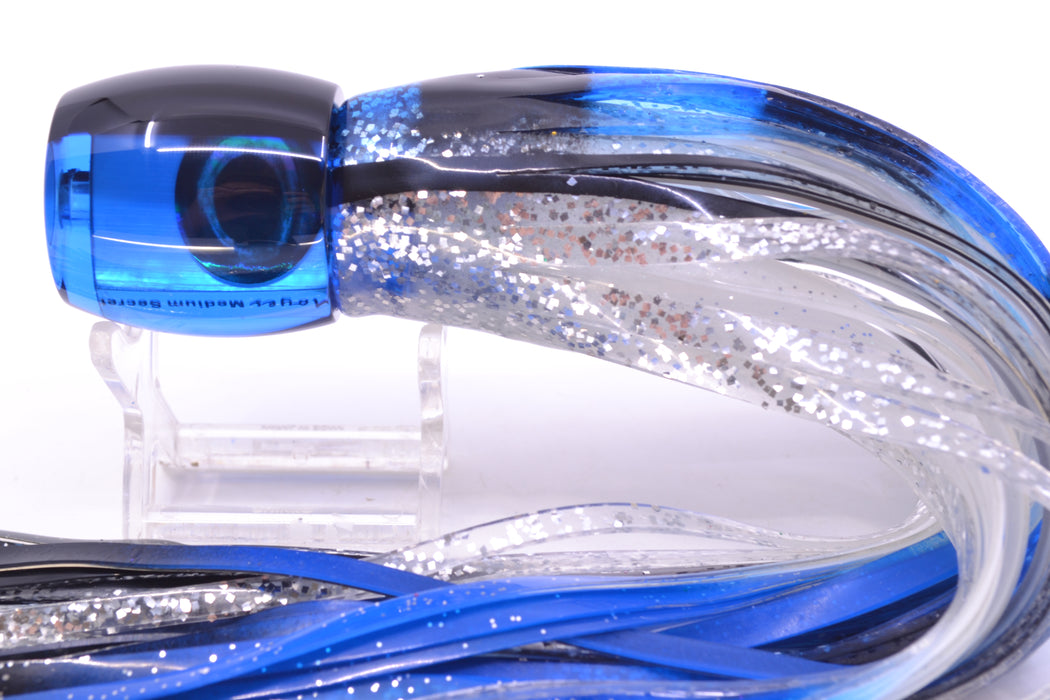 Moyes Lures Blue MOP Black Back Medium Secret 10" 5oz Skirted Black & Blue Bars