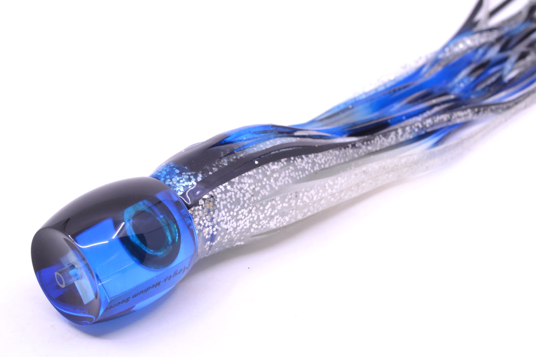 Moyes Lures Blue MOP Black Back Medium Secret 10" 5oz Skirted Black & Blue Bars