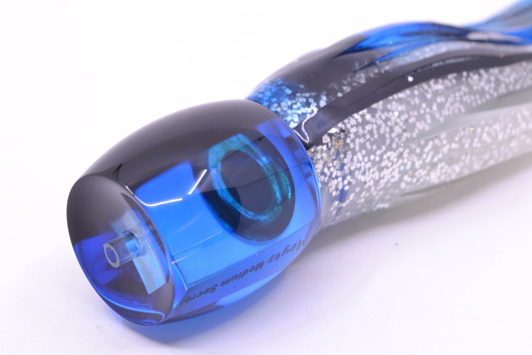 Moyes Lures Blue MOP Black Back Medium Secret 10" 5oz Skirted Black & Blue Bars