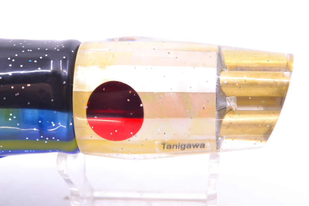 Tanigawa Lures Golden MOP Red Eyes 4-Hole Slant 9"+ 11oz Skirted Black-Yellow-Blue GZE