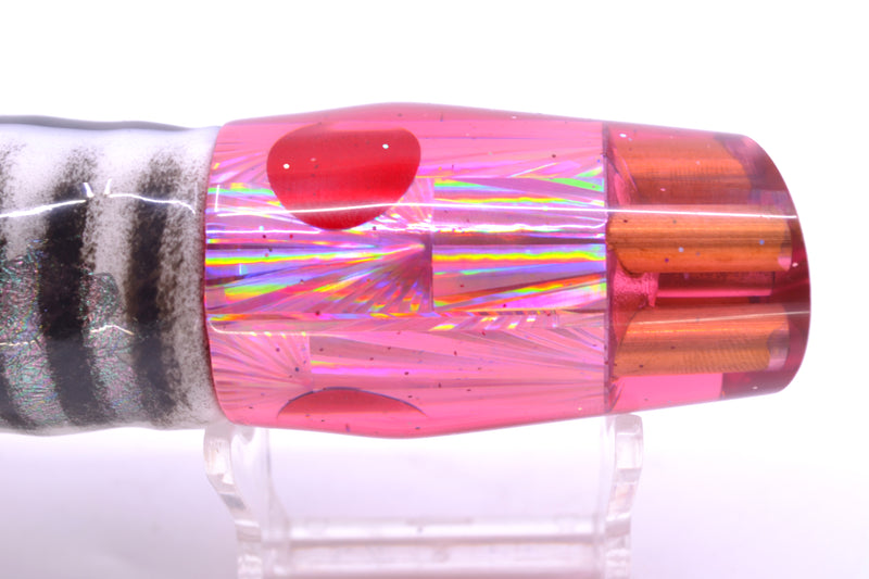 Tanigawa Lures Pink Rainbow Starburst Red Eyes 4-Hole Slant 9"+ 11oz Skirted White Aurora