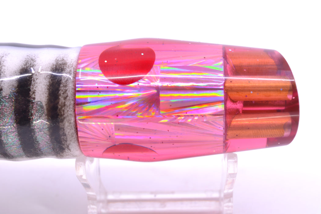 Tanigawa Lures Pink Rainbow Starburst Red Eyes 4-Hole Slant 9"+ 11oz Skirted White Aurora GZE