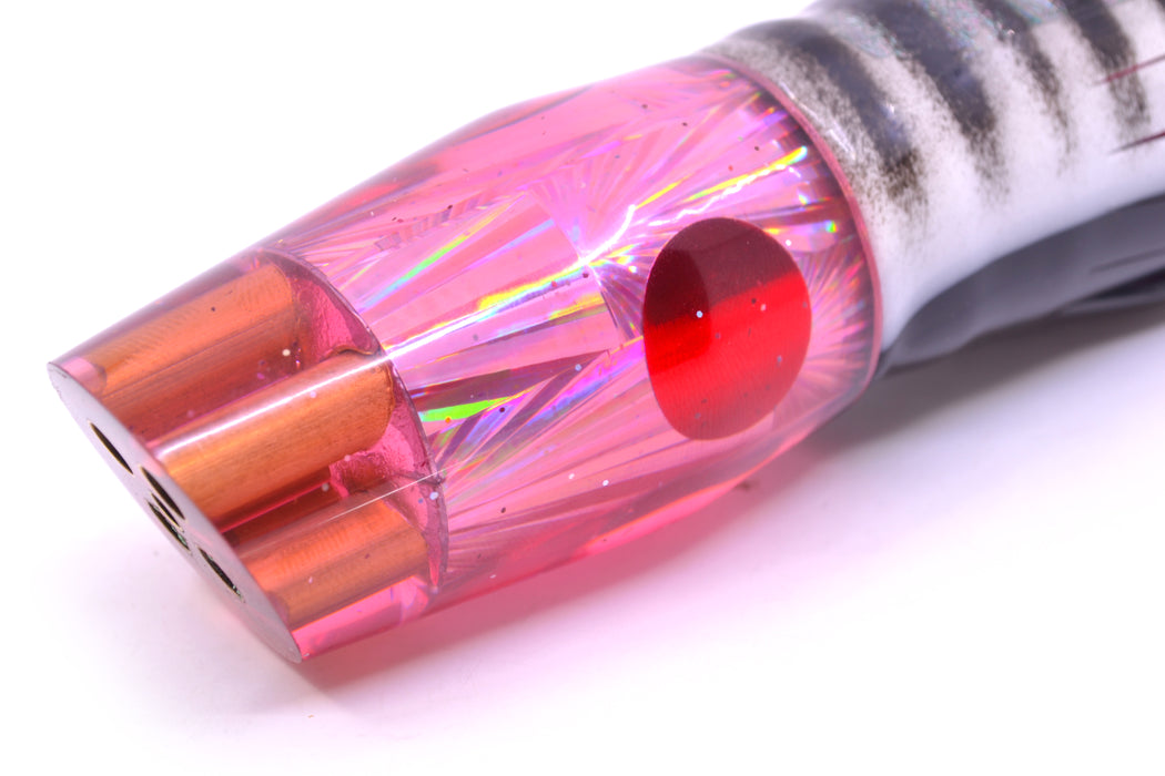 Tanigawa Lures Pink Rainbow Starburst Red Eyes 4-Hole Slant 9"+ 11oz Skirted White Aurora GZE