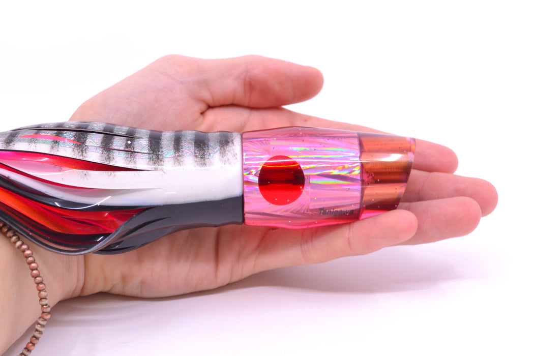 Tanigawa Lures Pink Rainbow Starburst Red Eyes 4-Hole Slant 9"+ 11oz Skirted White Aurora GZE