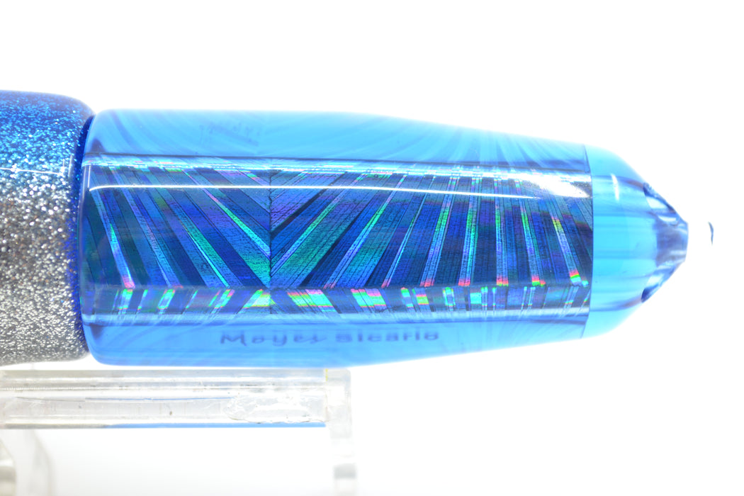 Moyes Lures Blue Rainbow Starburst 4-Hole Medium Sicario Bullet 10" 8.5oz Skirted