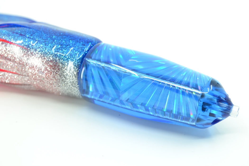 Moyes Lures Blue Rainbow Starburst 4-Hole Medium Sicario Bullet 10" 8.5oz Skirted