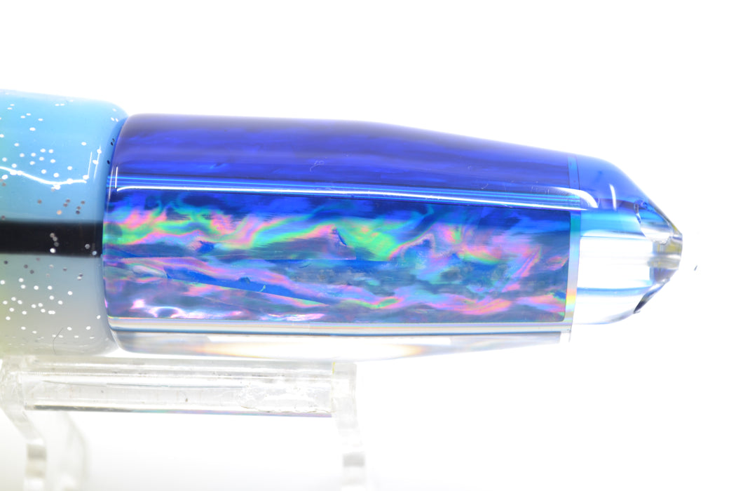 Moyes Lures Rainbow MOP Blue Back 4-Hole Medium Sicario Bullet 10" 8.5oz Skirted