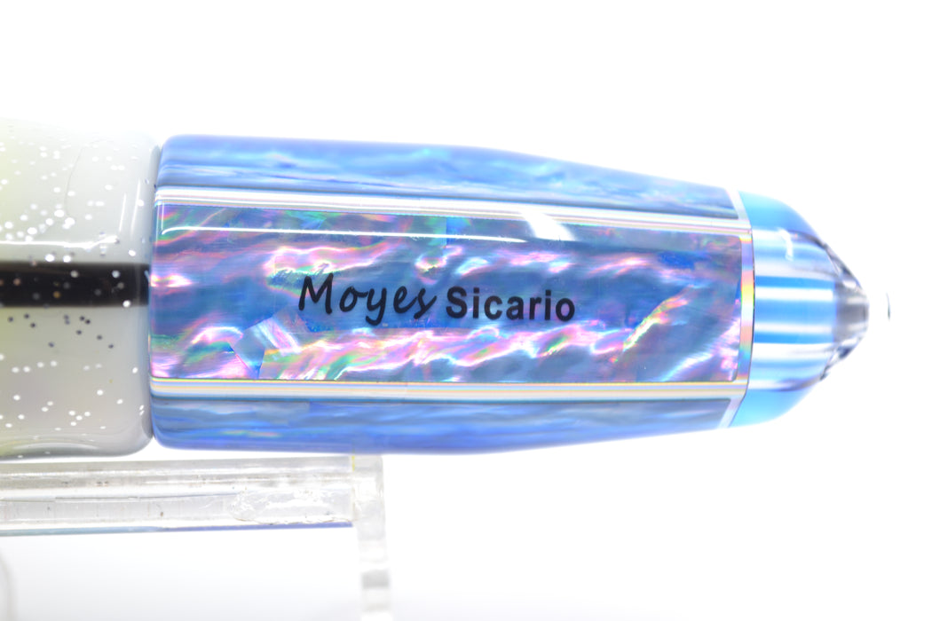 Moyes Lures Rainbow MOP Blue Back 4-Hole Medium Sicario Bullet 10" 8.5oz Skirted