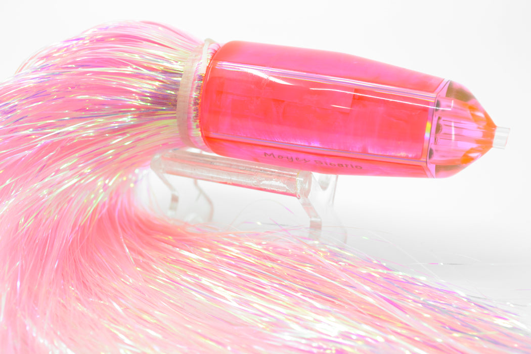 Moyes Lures Fluorescent Pink MOP 4-Hole Medium Sicario Bullet 10" 7.1oz Flashabou