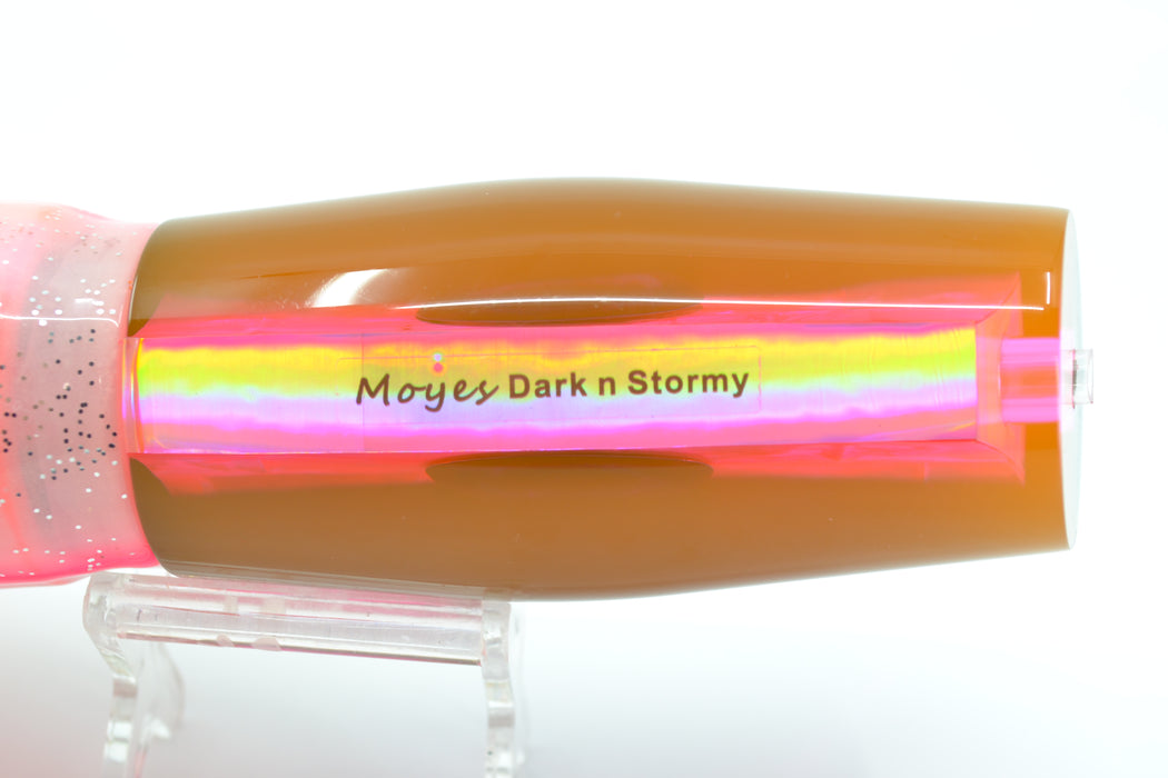 Moyes Lures Pink MOP Black Back Dark-N-Stormy 14" 12.2oz Skirted Black Dot-White-Pink