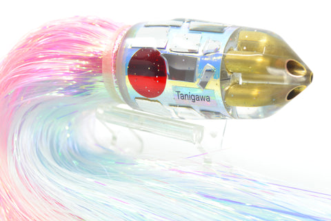 Tanigawa Lures Rainbow Cracked Glass 4-Hole Bullet 9"+ 9oz Flashabou Ice Blue-Pink