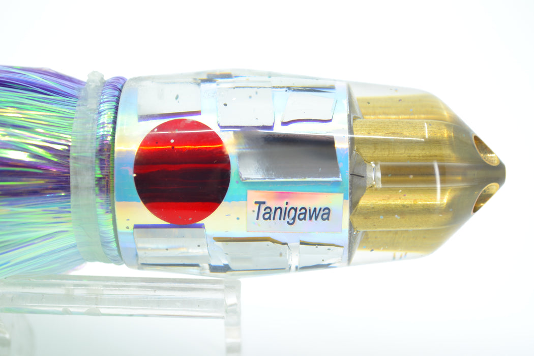 Tanigawa Lures Rainbow Cracked Glass 4-Hole Bullet 9"+ 9oz Flashabou Purple-Ice Blue
