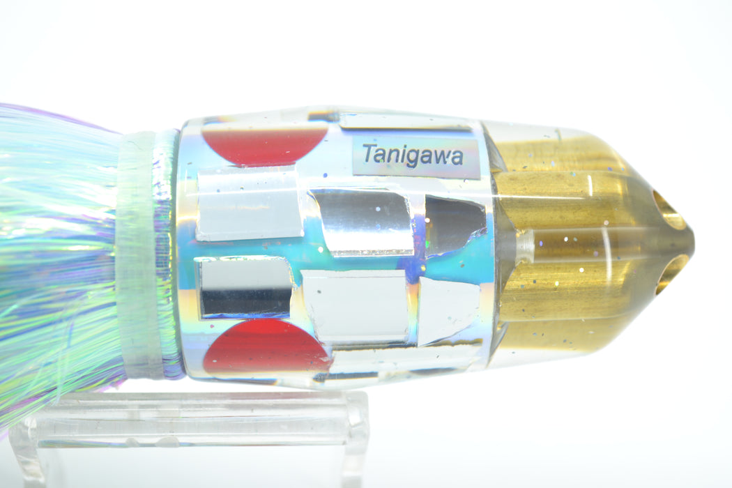 Tanigawa Lures Rainbow Cracked Glass 4-Hole Bullet 9"+ 9oz Flashabou Purple-Ice Blue