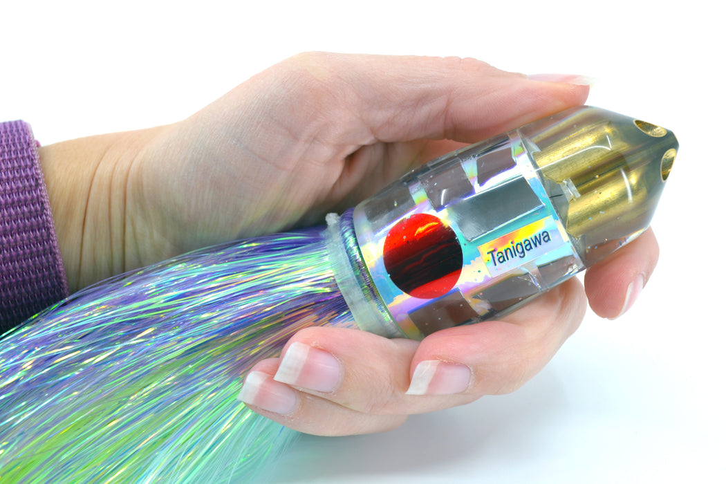 Tanigawa Lures Rainbow Cracked Glass 4-Hole Bullet 9"+ 9oz Flashabou