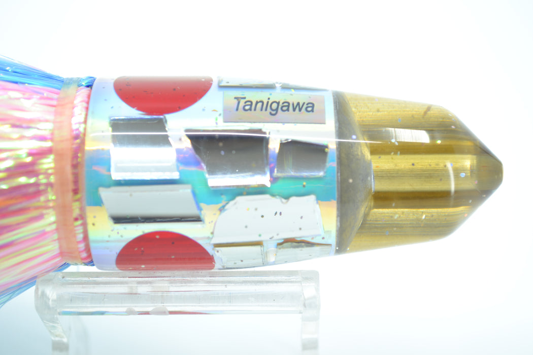 Tanigawa Lures Rainbow Cracked Glass 2-Hole Bullet 9"+ 8.5oz Flashabou Blue-Pink