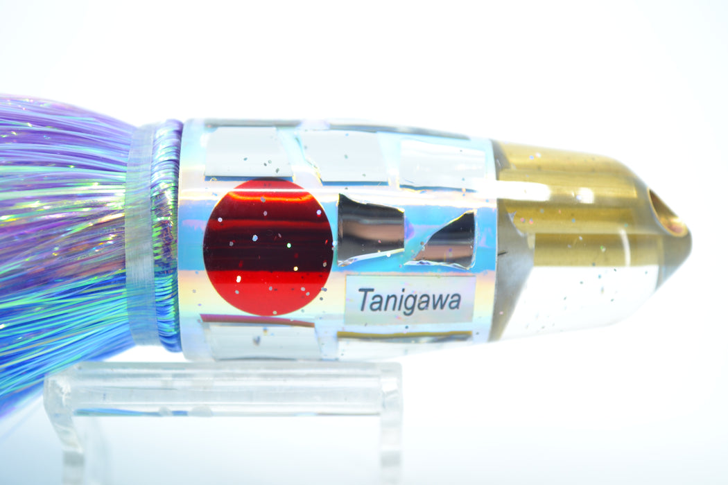 Tanigawa Lures Rainbow Cracked Glass 2-Hole Bullet 9"+ 8.5oz Flashabou Blue-Purple