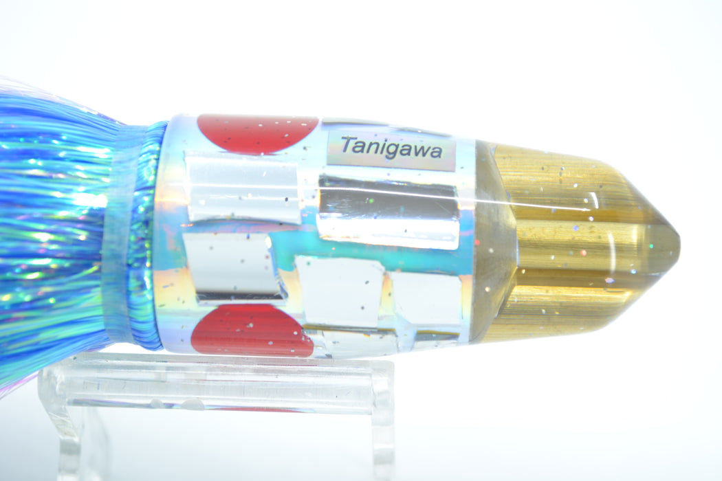 Tanigawa Lures Rainbow Cracked Glass 2-Hole Bullet 9"+ 8.5oz Flashabou Blue-Purple