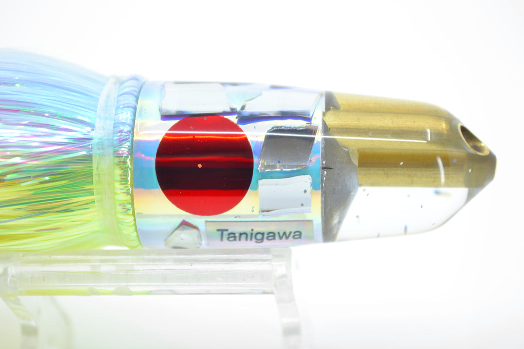 Tanigawa Lures Ice Rainbow Cracked Glass 2-Hole Bullet 7" 6oz Flashabou Ice Blue-Yellow